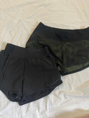 lululemon athletica Black and Olive Camo Athletic Shorts Duo